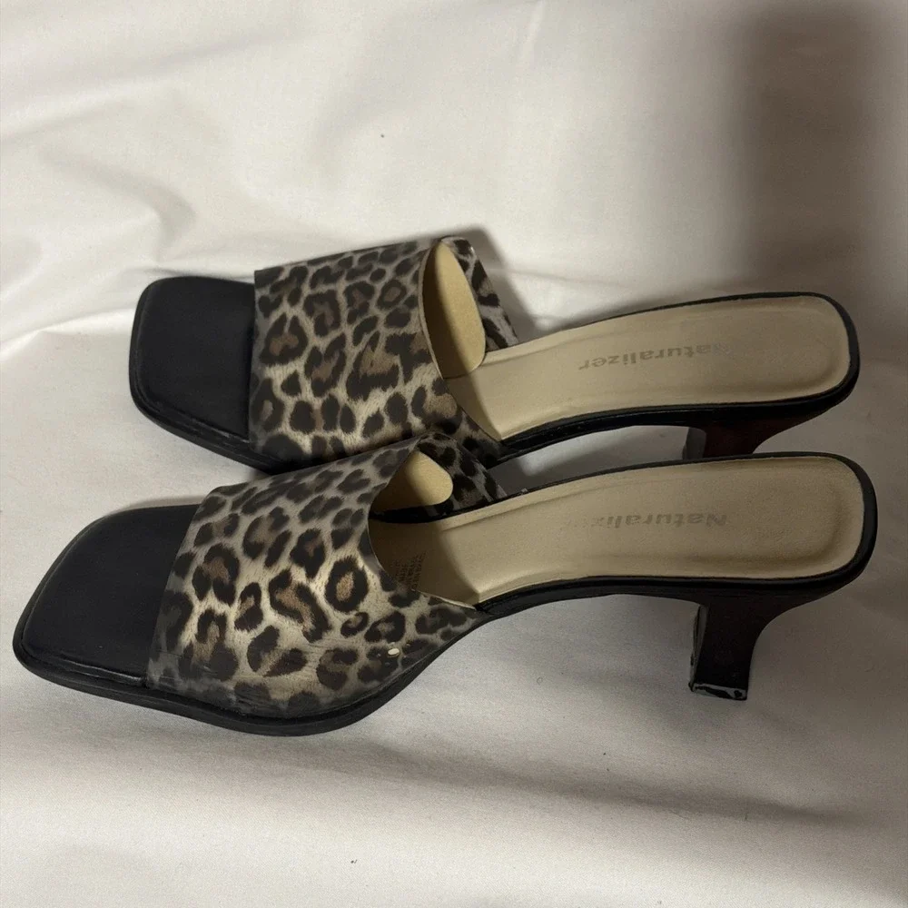 Naturalizer‎ Women's Open Toe Sandle Slip On Mule Cheetah Print Size 8